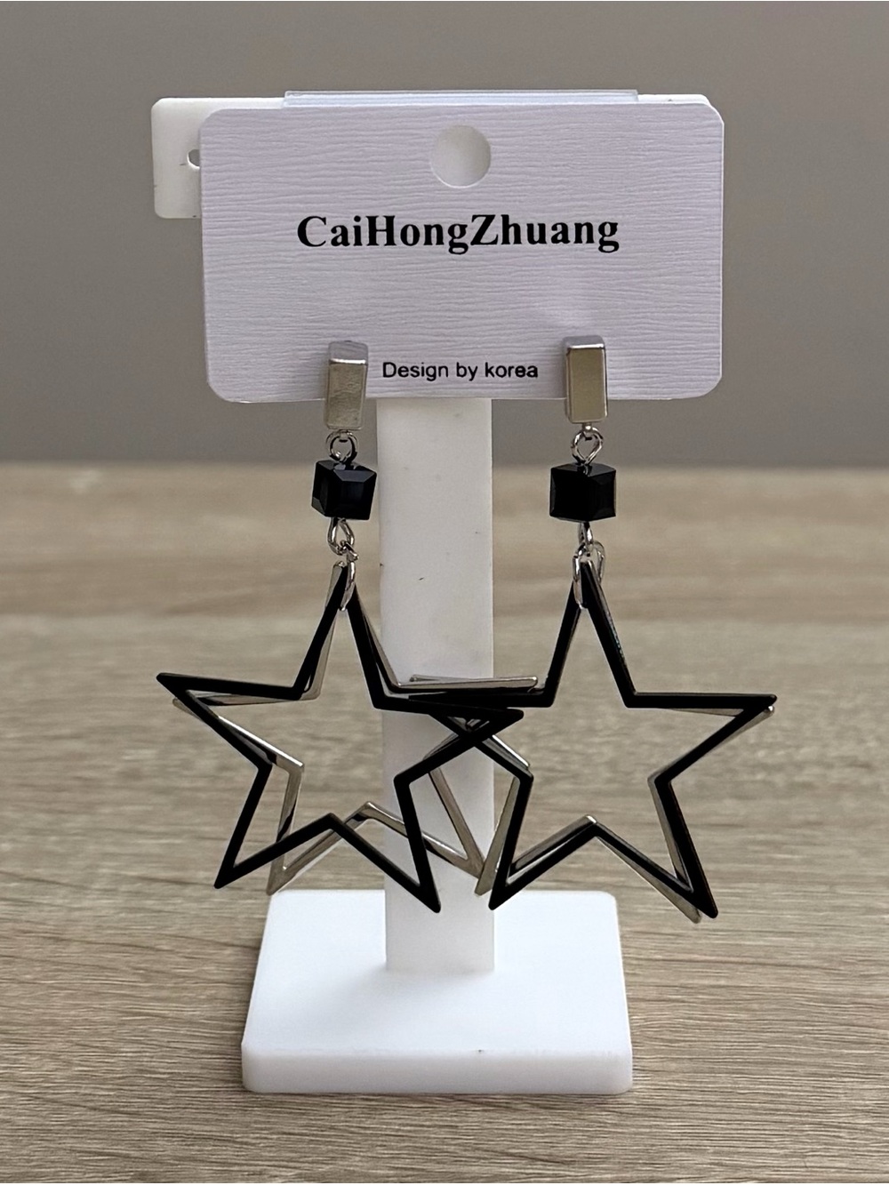 Black Star Statement Dangle Earrings